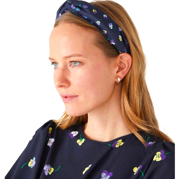 KATE SPADE PANSY TOSS TWISTED HEADBAND BLACK  NWT OUTSTOCK - Picture 1 of 6